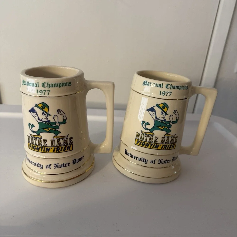 Notre Dame Fightin' Irish Vintage Ceramic Beer Steins 1977 National Champions-2